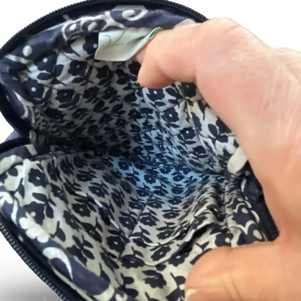 Vera Bradley Mini Hipster Indigo Pop Crossbody Bag Floral Blue White Quilted